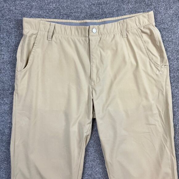 Under Armour Pants Mens 38 Beige Flat Front Moisture Wicking Performance Golf - Picture 3 of 15